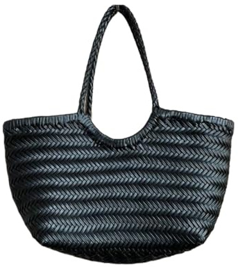 Generisch Lässige Korbtasche aus gewebtem Leder for den täglichen Gebrauch(Black)