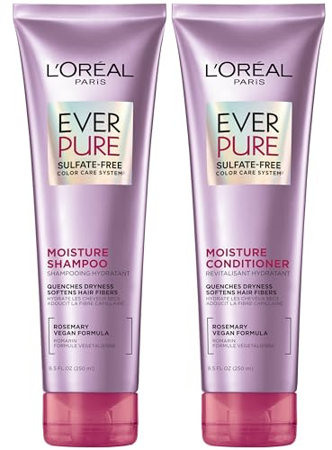 L'Oreal Paris Moisture Sulfate Free Shampoo and Conditioner Set, Hair Care for Color-Treated Hair with Rosemary Botanicals, EverPure, 1 Kit