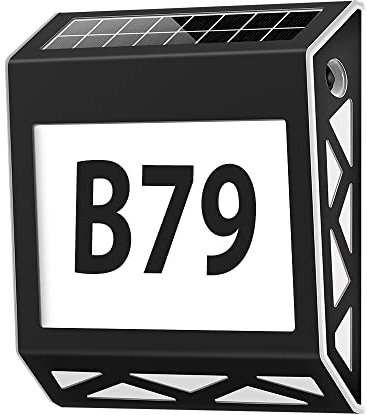 YOHAYO Solar Beleuchtete Hausnummer 8 LEDs Solar Hausnummer mit Dämmerungsschalter aus Edelstahl IP54 Wasserdicht 3 Beleuchtungsmodi mit Nummern 0-9 & Buchstaben A-Z Schwarz