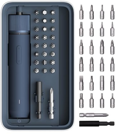 HOTO 25-Piece Upgraded Electric Screwdriver Kit, 1/4'' Hex, Magnetic Lid, 1500mAh Rechargeable Cordless Screwdriver, LED Light, Ideal for Furniture Assembly, Home Repair & Garage Projects