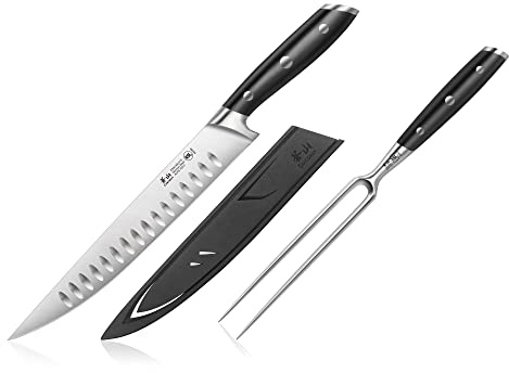 Cangshan ALPS Series 502803 German Steel Forged 2-Piece Carving Set with Sheaths, Black