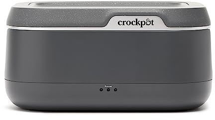 Crock-Pot 28-Ounce Mini Electric Heated Lunch Box, Portable Food Warmer, Ideal for Travel and On-The-Go, Keeps Food Warm, Spill-Free, Dishwasher-Safe, Great Gift for Men and Women, Gray