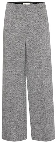 ICHI Ihkate Jacquard Pa9 Pantalones Informales de Negocios, 203523/Black/White Herringbone, S para Mujer