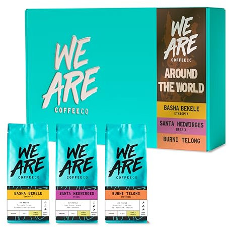 Coffee Beans Coffee Gift Set, Whole Bean Coffee, 3 x 227g Around the World Coffee Beans, 100% Arabica, Light Medium & Dark Roast Speciality Coffee (We Are Coffee Co)