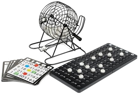 DRW Juego de Bingo de 75 Bolas de Metal en Negro 20x20x21 cm