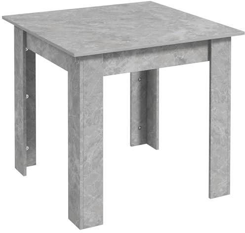 HOMCOM Square Dining Table for 2 Modern Kitchen Table Cement Grey