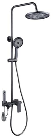 TATITZRO Regenduschkopf und Schlauch-Set, 3-Modus-Handbrause, Einzelgriff, heiß und kalt, Duschsystem-Set mit Duschkopf, Brauseschlauch, grau