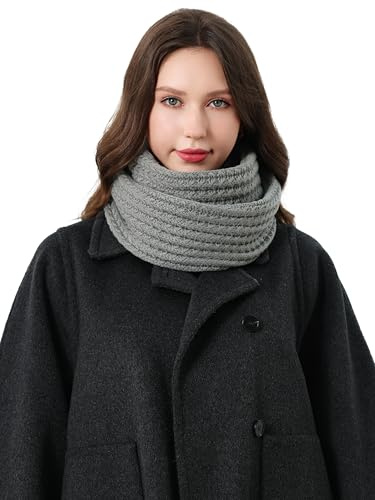 DonDon Schal Damen Winter Winterschal Strickschal Loop Schal Schlauchschal - Grau