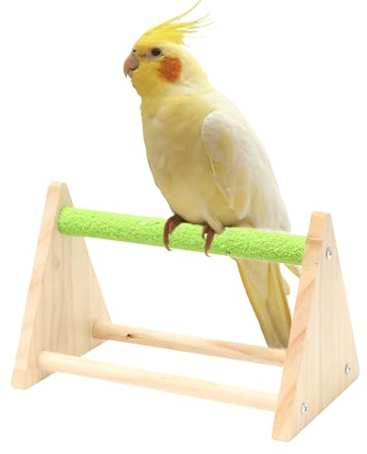 Perche d'oiseau, Perche de Perroquet | Terrain de Jeu d'oiseau en Bois | Triangle Parrot Perch Training Stand pour la Perruche Canary Cockatiel Finch Indoor Outdoor Cage Accessoires