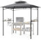 GOPLUS Abri Barbecue 242 X 150 CM, Tonnelle de Barbecue avec Toit à 2 Niveaux, 2 Étagères Latérales, 6 Crochets, 8 Clous de Terre, Tente de Barbecue Extérieure pour Patio, Jardin