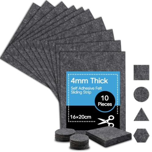 OSDUE 10PCS 4MM Almohadillas Espuma Autoadhesivas,16 x 20 cm Fieltro Adhesivo Antideslizante Corta Espuma Alta Densidad Cualquier Forma Protector Patas Muebles Impermeable para Sillas Pies,Gris Oscuro