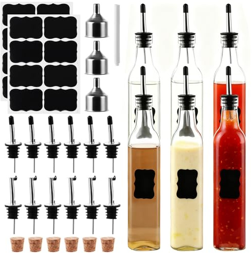 LDHHYH Lot de 6 bouteilles d'huile avec bec verseur, 500 ml, distributeur d'huile, bouteille d'huile d'olive, vinaigre et huile, bouteilles d'huile à remplir, bouteille d'huile pour la cuisine, les