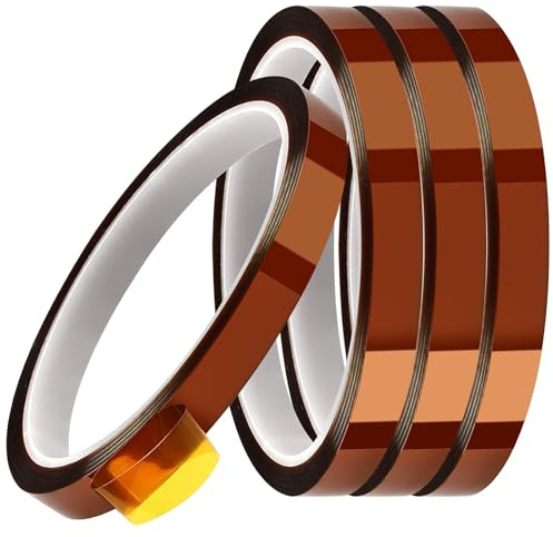 Omnikryp 4 Rollos Alta Temperatura Cinta, Cintas Térmicas de 10 mm x 33 m, Cinta Resistentes al Calor, para Soldar por Transferencia de calor y aislamiento