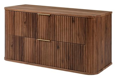 Badrumsskåp, ek–valnöt, 100 x 51,7 x 41,5 cm med lameller