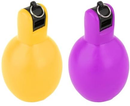 CRDARAAV 2 silbatos de mano para entrenadores, para baloncesto, senderismo, caminar, amarillo y violeta, amarillo y morado, 6,7 x 12,8 cm