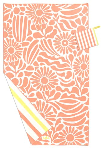 JULLU. - La Serviette de Plage idéale - Microfibre Premium - 100x170 cm (Fiora Corail)
