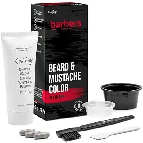 Godefroy Barbers Choice 3 Application Beard and Mustache Dye For Men, 6 weeks of Cover For Gray Facial Hair, Jet Black