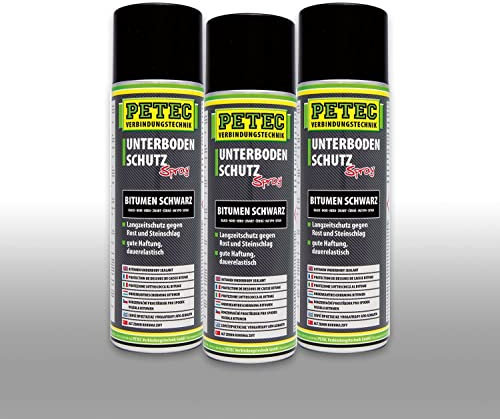 Petec_bundle 3X PETEC UNTERBODENSCHUTZ Bitumen Spray Steinschlagschutz SCHWARZ 500 ML 73150