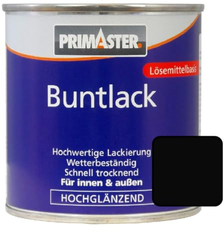 Primaster Buntlack 2L Tiefschwarz Hochglänzend Wetterbeständig Holz & Metall