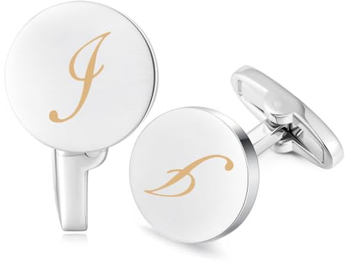 HONEY BEAR Manschettenknöpfe Herren Initialen Buchstabe, Gebürstetes Silber | Personalisiert, stahlbeschichtete Kupferbasis, anlaufgeschützt, Geschenk für Trauzeugen/Väter/Ehemänner, Hochzeit/Business