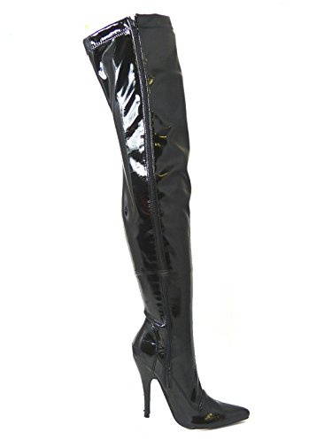 Bismaa Womens Ladies Sexy Thigh High Kinky Fetish Over The Knee Stiletto Heel Full Side Zip Boots Size UK 3-12