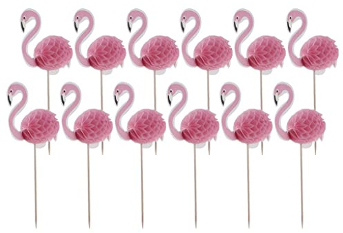Perfeclan 12pcs Flamingo Kuchendeckel Kuchenstecker Cupcake Topper Tortenaufsatz Muffin Picker Party