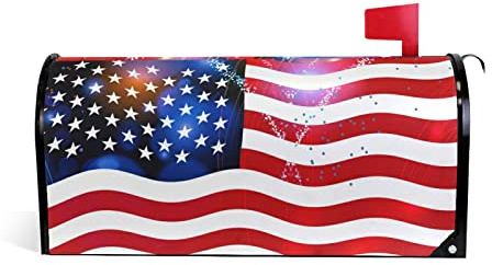 American Flag Patriotic Mailbox Cover Magnetic Independence Day 4th of July Mailbox Cover MailWraps Garden Yard Home Decor Standard Size-18x 20.8