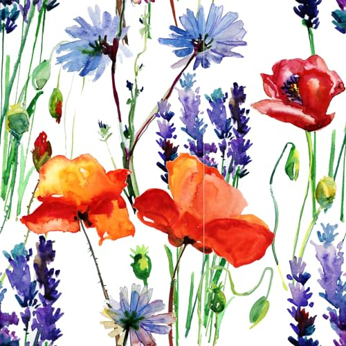 Anniversary House Tiflair Wild Summer Flowers Lunch Napkins 3 ply Pack of 20, Summer Flowers Poppy 33 x 33 cm Decoupage