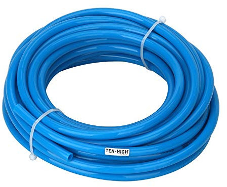 TEN-HIGH Tuyau à air 20m PU polyuréthane Tuyau pneumatique 8 mm ID x 12 mm OD Bleu pour outils pneumatiques,gazoduc,etc, L'épaisseur 2mm