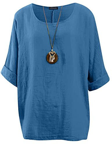 Love My Fashions® Women's Italian Lagenlook Tunic Top Oversized Blouse 3/4 Sleeve Round Neck Casual & Comfortable UK Fashion