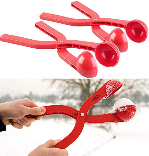 infactory Schneezange: 2er-Set Profi-Schneeballzange für Schneebälle mit Ø 7 cm, rot (Schneeballformer, Schneekugel Former, Mitbringsel)