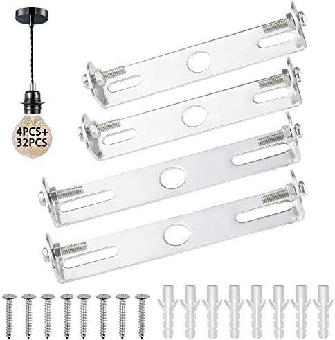 Rybtd 4 piezas Placa de Fijación para Lámpara y accesorios de iluminación de techo, 90/105mm, Acero inoxidable, Soporte con tornillos para oficina en casa