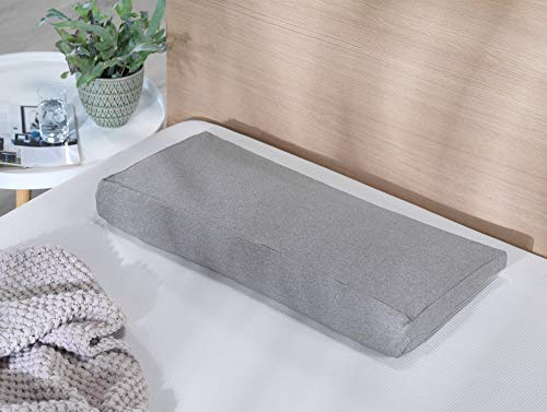 Theraline Pearlfusion orthopädisches Schlaf- & Nackenstützkissen, Komfortbreite 72cm | patentiert und einzigartig | Höhe 12 cm | inkl. Außenbezug Melange Mittelgrau Bamboo-Collection