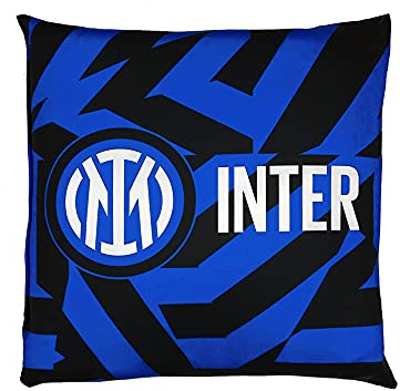 Inter Cuscino da Salotto Doppia Grafica Nuovo Logo, Poliestere, Adulto Unisex, Nero/Blu, Taglia Unica
