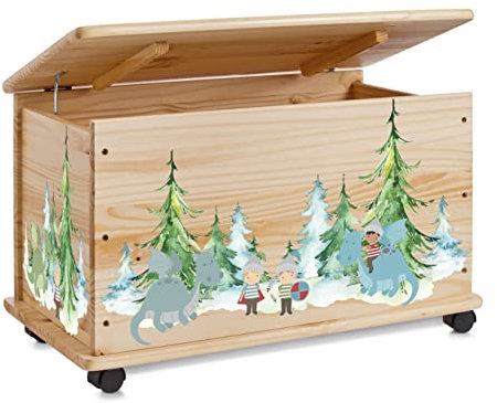 Farbklecks-Collection Spielzeugkiste Drachenspiele - Spielzeugkiste Holzkiste Kinderzimmer Deko personalisierbar