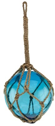 Fischerkugel Maritime Deko Glas/Tau Ø=15cm meerblau Sea-Club