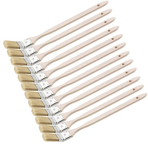 Pennello per radiatori con montatura in lamiera, 12 pezzi, larghezza 50 mm, informazioni, manico in legno grezzo, per dipingere riscaldatori e angoli e bordi