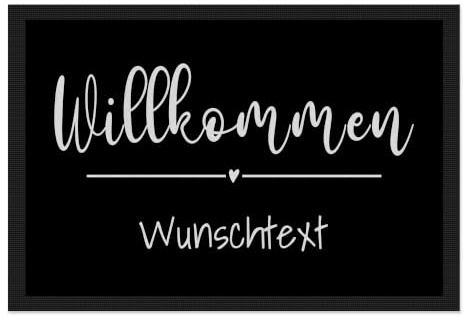 Print Royal Personalisierte Fußmatte eine Zeile Wunschtext - Willkommen Herz - Geschenke zum Einzug | rutschfest, 120x80cm mit Gummirand