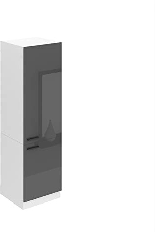 BELINI | Meuble de Rangement pour Micro-Onde I Armoire de Cuisine avec 2 Portes I Meuble Cuisine 57,6 x 60 x 204 cm I Etagere Micro Ondes | Couleur: Argent très Brillant