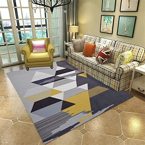RUGMRZ Tappeti Camera Da Letto 3 Pezzi 80x160cm Tappeto Camera Letto Tappeto moderno Modello geometrico giallo grigio Decorazione domestica antiscivolo lavabile in lavatrice Tappeto Balcone