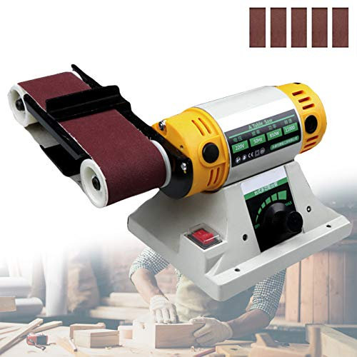 Máquina lijadora de escritorio, lijadora de banda de metal de velocidad ajustable, 850 W, 800-11000 rpm, con corte, pulido, función de grabado de bricolaje para metal, jade, pulido de madera, máquin