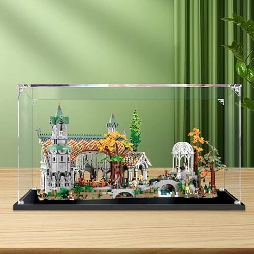 Funshake Acryl Vitrine Kompatibel Mit Lego 10316 Icons Der Herr der Ringe: Bruchtal, Schaukasten Showcase Staubdichte Display Case für Lego 10316 - Nicht Enthalten Modellbausatz (Transparent)