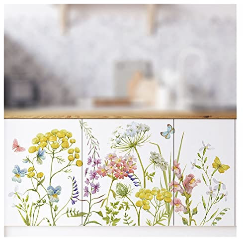 ROBAUN Handbemalte Löwenzahnblumen Compatible with Wohnzimmer Schlafzimmer Wanddekoration Möbel Dekorative Abziehbilder Pflanzen Wandaufkleber Kunst Wandbilder DIY