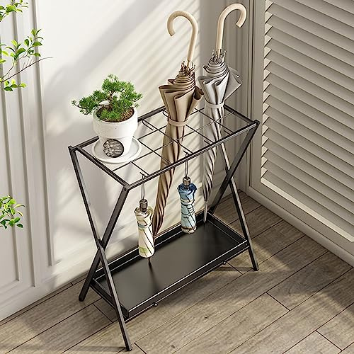 Folding Umbrella Storage Stand Holder, Entryway Umbrella Drying Rack Canes Walking Sticks Stand, Umbrella Bucket Umbrella Rack Barrel Rain Water Collection Tray, Umbrella Hooks Umbrella Organizer