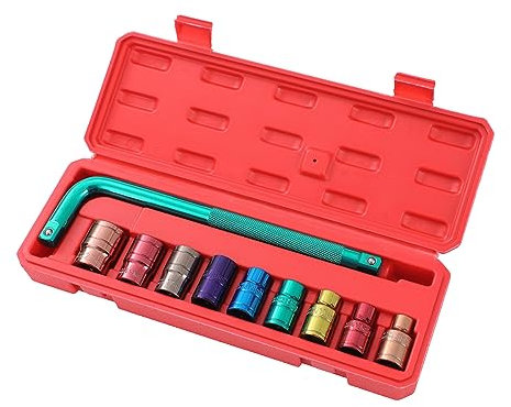 TOPWAY Jeu de Douilles 1/2 10 Pièces, 8-22 mm Métrique avec Poignée de Clé en Forme de L à Embout Carré, Acier au Chrome Vanadium, Multicolore, Outil de Réparation de Garage Automobile