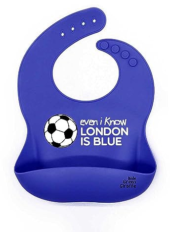 Little Green Giraffe 'Even I know London is Blue' – Chelsea Football Baby Feeding Bib, 100% Silicone Bib