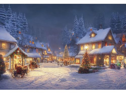 YongFoto 2,2x1,5m WeihnachtenHintergrundSzene Schön Winter Haus Dorf Weihnachten Kiefern Schneefeld Bunt Foto Hintergrund für Weihnachtsparty Festival Zuhause Poster Familie Fotografie Zubehör