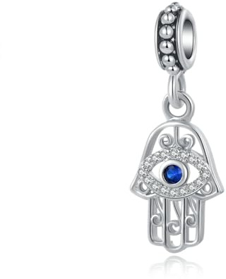LSxAB Amulette en forme de main de Fatima contre le mauvais œil bleu pour bracelets à breloques Pandora