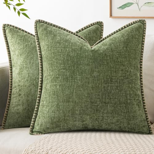 MIULEE Decorative Couch Throw Pillow Covers 18x18 Inch Sage Green 2 Pack