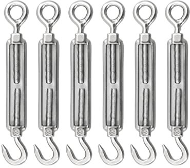 Silbernes 304-Edelstahl-Haken- und Ösen-Spannschloss im europäischen Stil, M4-Spannschloss, Verstellbarer Drahtseilspanner (Color : M4, Size : 10pcs)